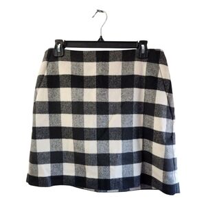 LOFT Flannel Fleece Lined Checkered Mini Skirt with Pockets 12